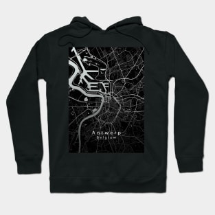 Antwerpen Belgium City Map dark Hoodie